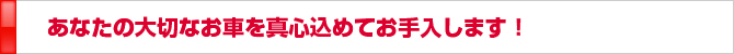 あなたの大切なお車を真心込めてお手入します！